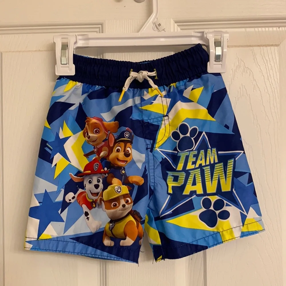 Nickelodeon Paw Patrol Blue Yellow Red Swim Trunks Polyester Size 3T